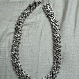 Dazzling Silver Mens Necklace